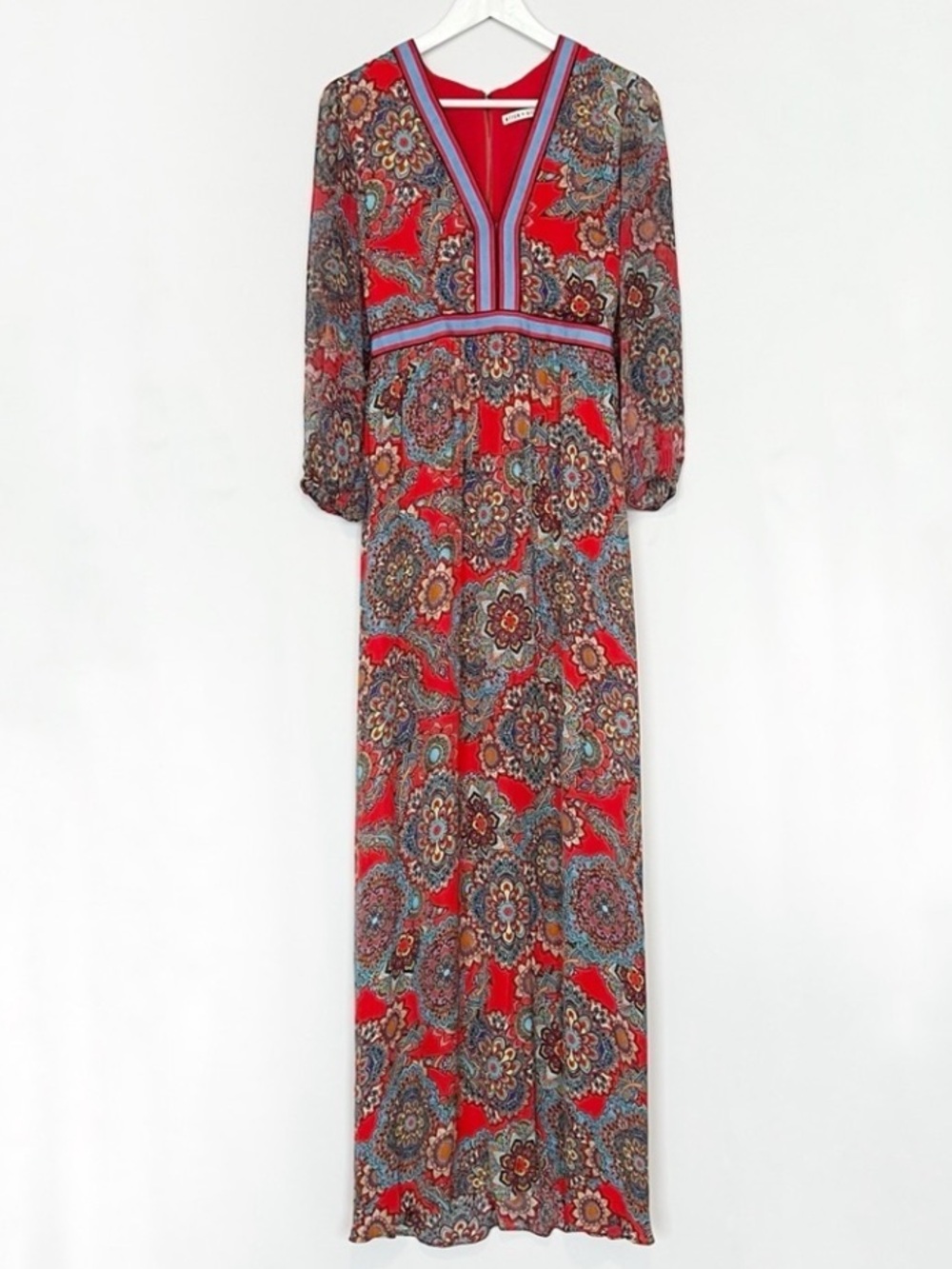 Alice + Olivia Jaida Ember Deep V Maxi Dress Poppy Multi 6 - Picture 3 of 10